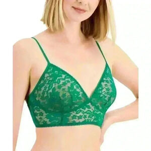 INC International Concepts Women's Floral Lace Bralette, Green, Large NWT $24.99